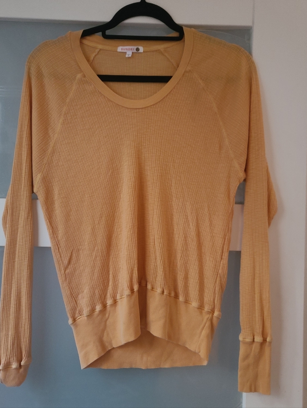 Sundry Yellow Textured long sleeve top sz 2/M